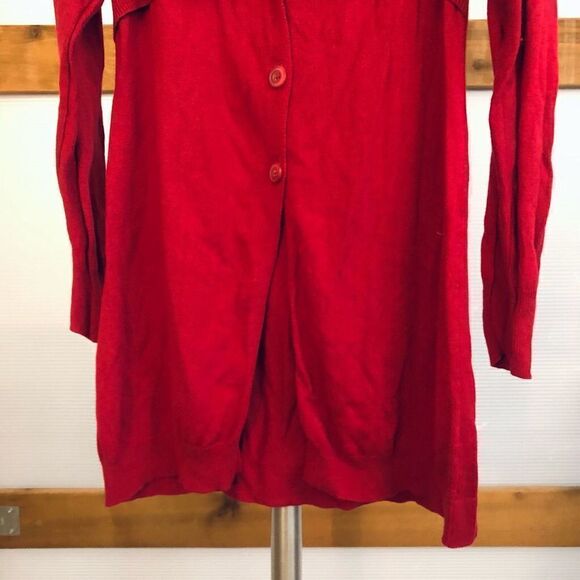 SANDWICH_ Wool Blend‎ Funky Long Dark Red Cardigan / Sz XL - Picture 3 of 7